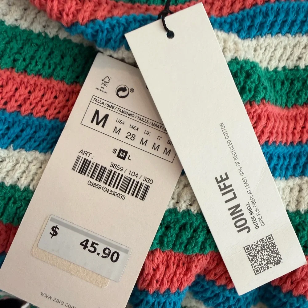 Zara Colorful Striped Knit Dress Medium - Picture 6 of 6